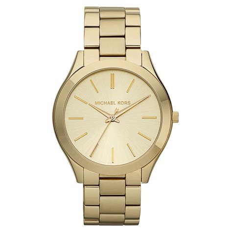 michael kors mini slim runway goldtone three hand watch|michael kors mk3179.